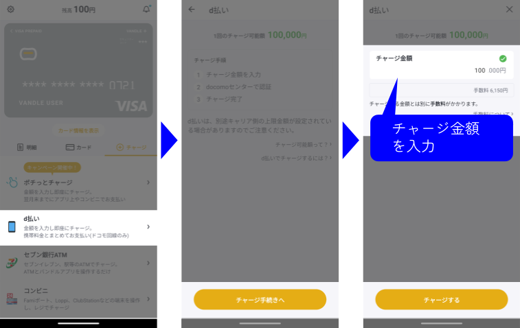 バンドルカードにd払いでチャージ