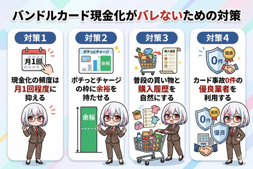 バンドルカード現金化がバレないための対策