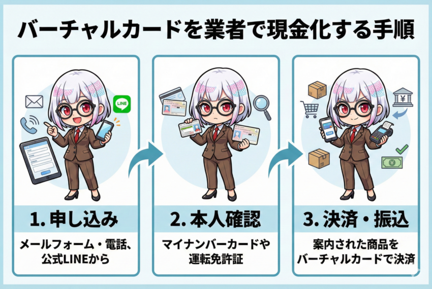 バーチャルカードを業者で現金化する手順