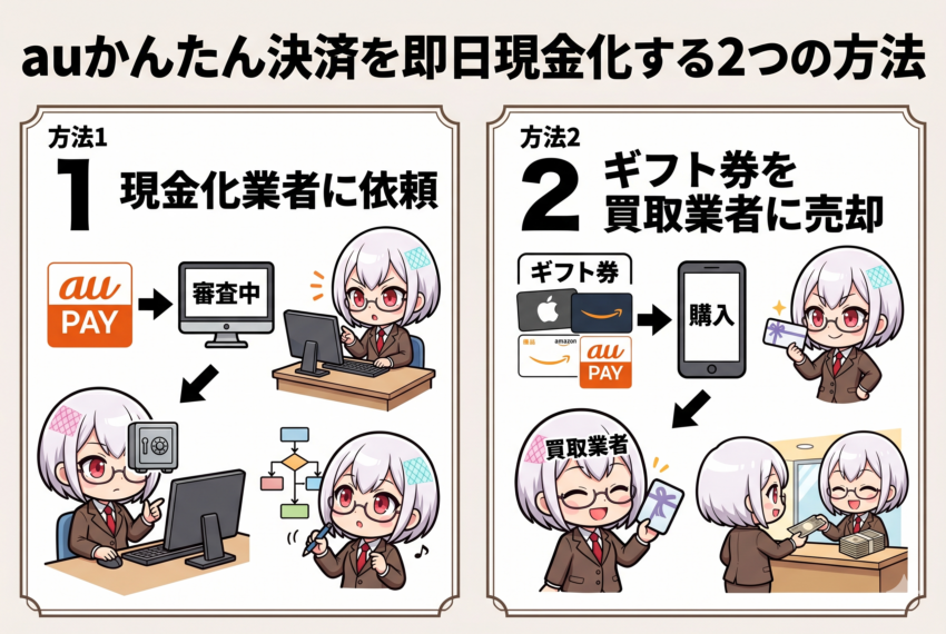 auかんたん決済現金化の2つの方法