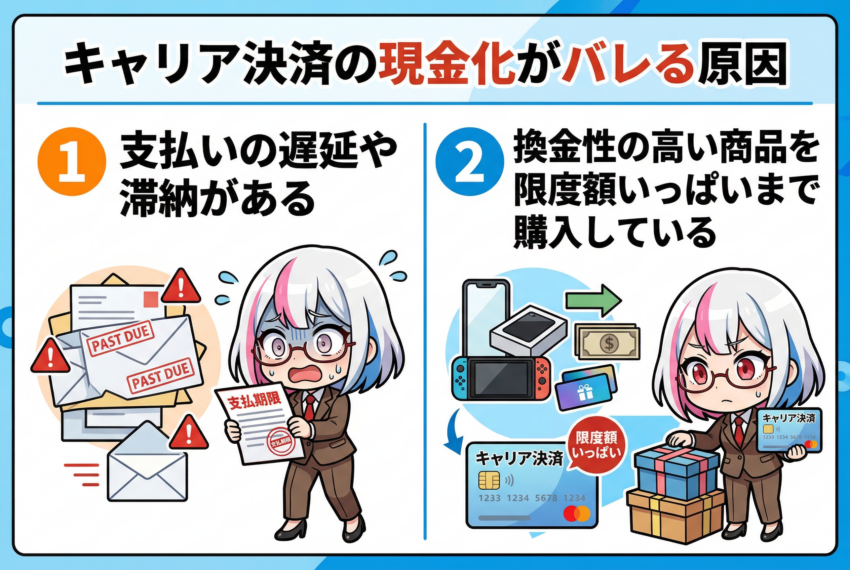 キャリア決済現金化バレる原因