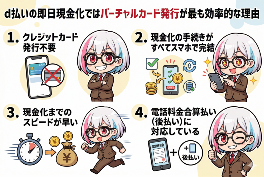 d払いの即日現金化 バーチャルカード発行が効率的な理由