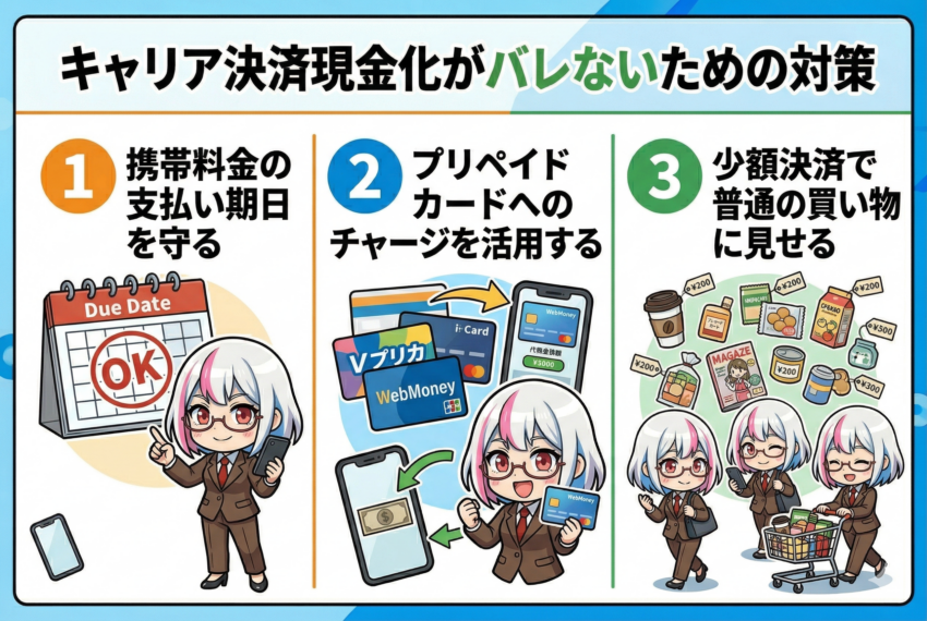 キャリア決済現金化バレないための対策