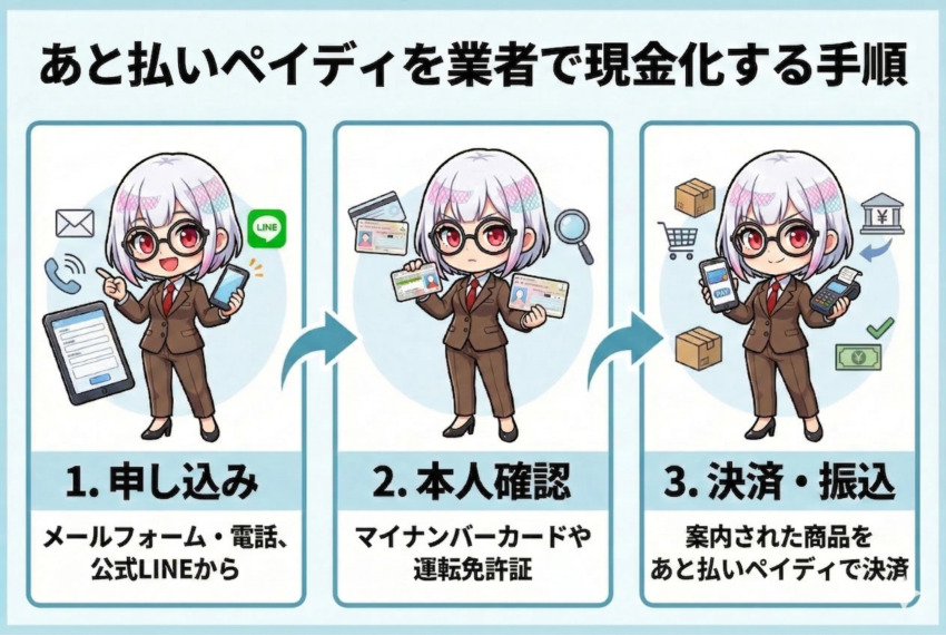 あと払いペイディを業者で現金化する手順