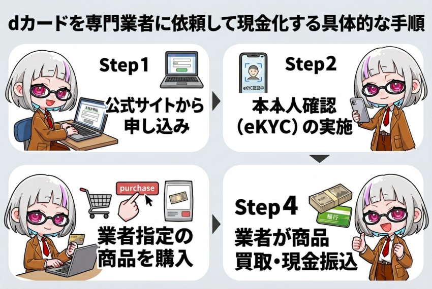 dカードを業者で現金化する手順