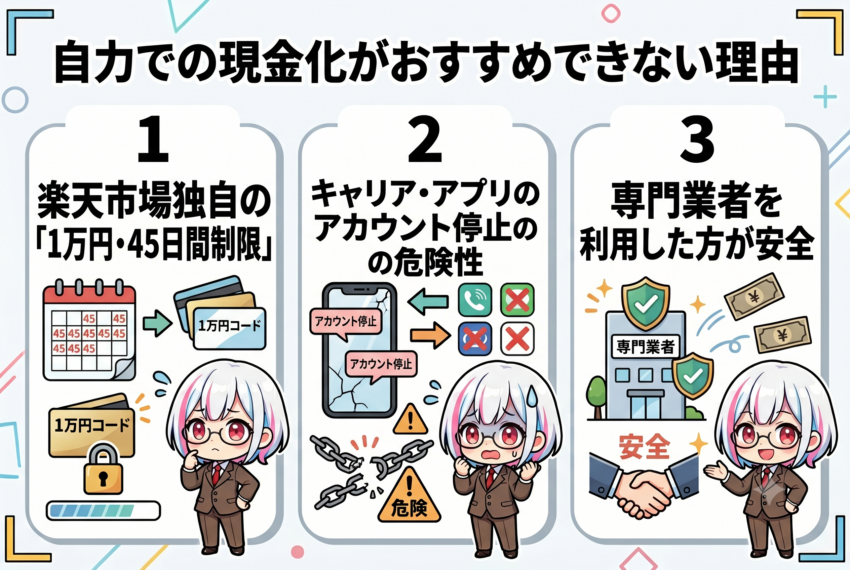 自力での現金化がおすすめできない理由