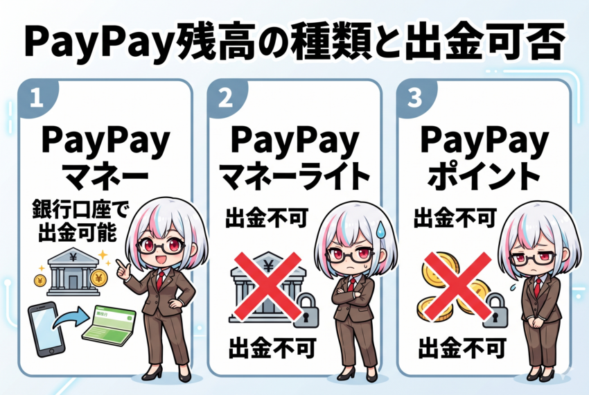 PayPay残高の種類と出金可否