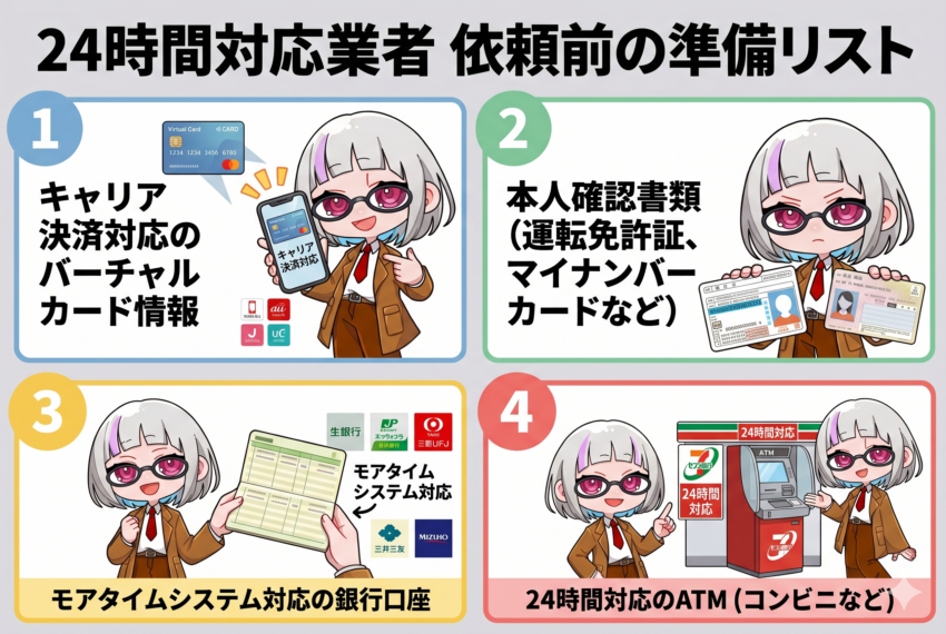 24時間対応業者 準備物