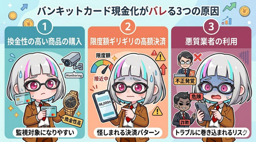 バンキットカード現金化がバレる原因