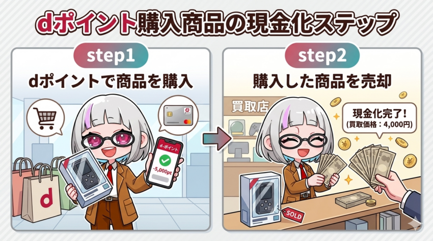 dポイントで購入した商品を現金化する