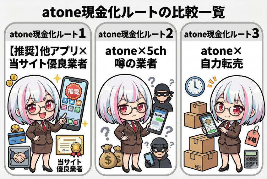 atone現金化方法の比較
