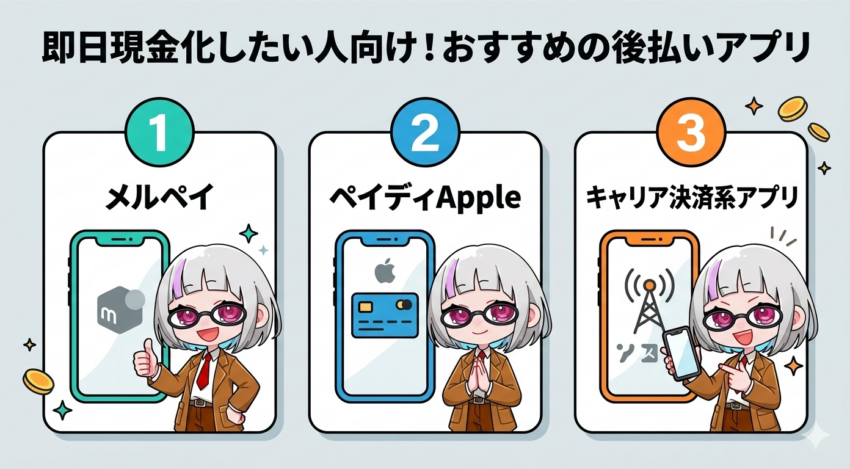 アトカラより効率的に現金化できる後払いアプリ