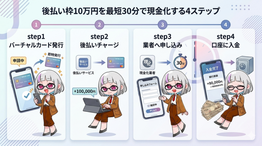 後払いアプリ現金化の4ステップ