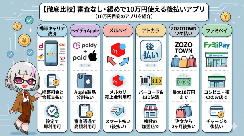 審査なしで10万円使える後払いアプリ