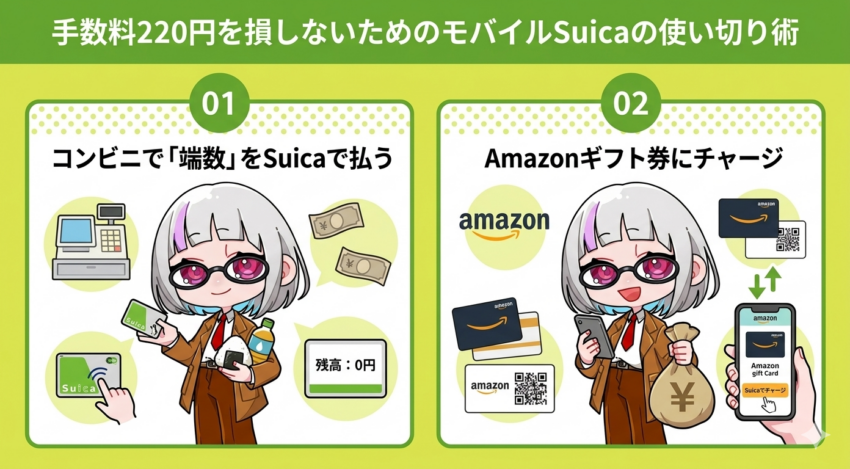 手数料を損しないためのモバイルSuicaの使い切り術
