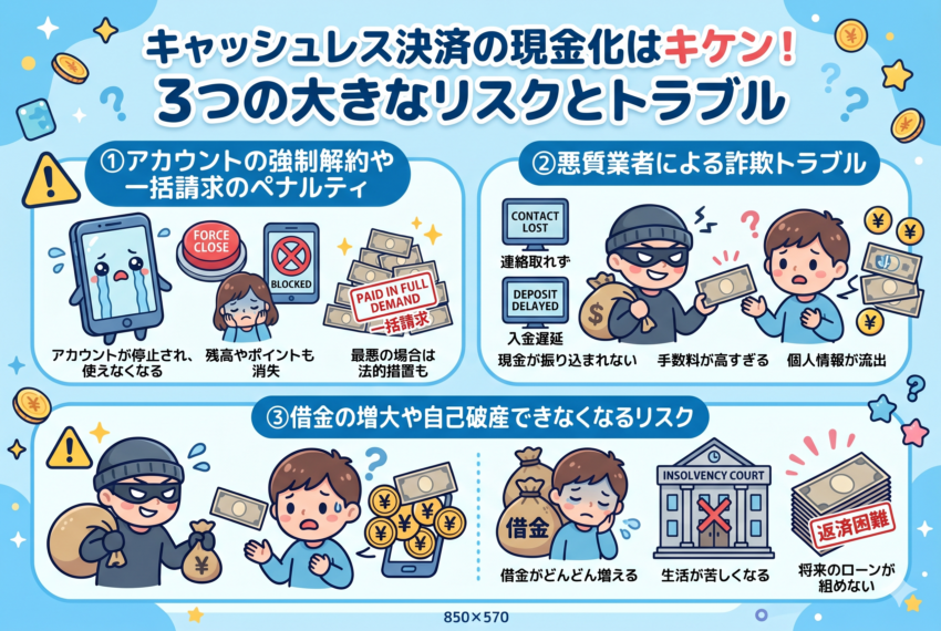 キャッシュレス決済を現金化する際のリスクと危険性