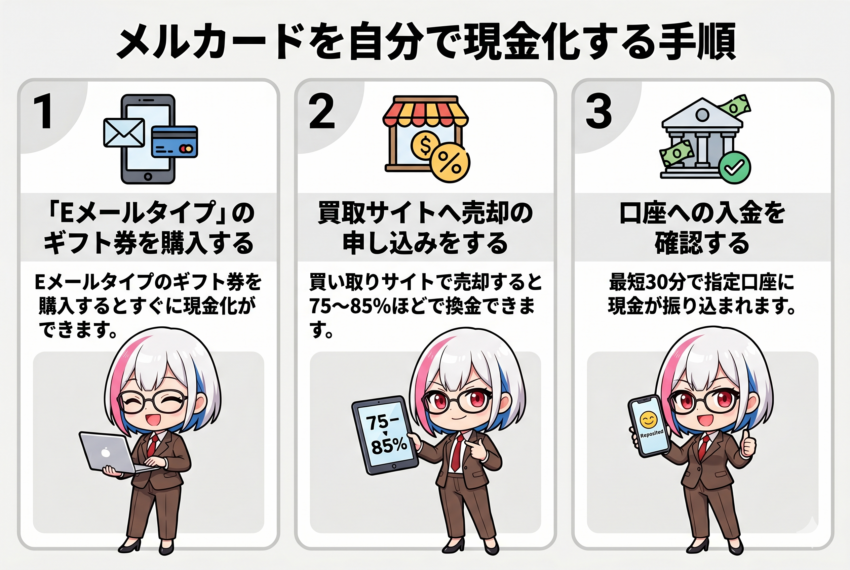 メルカードを自分で現金化する手順