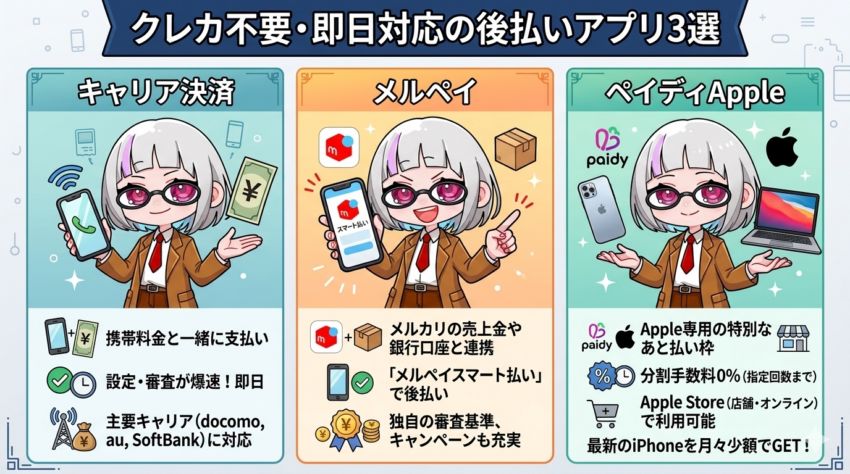 即日対応の後払いアプリ