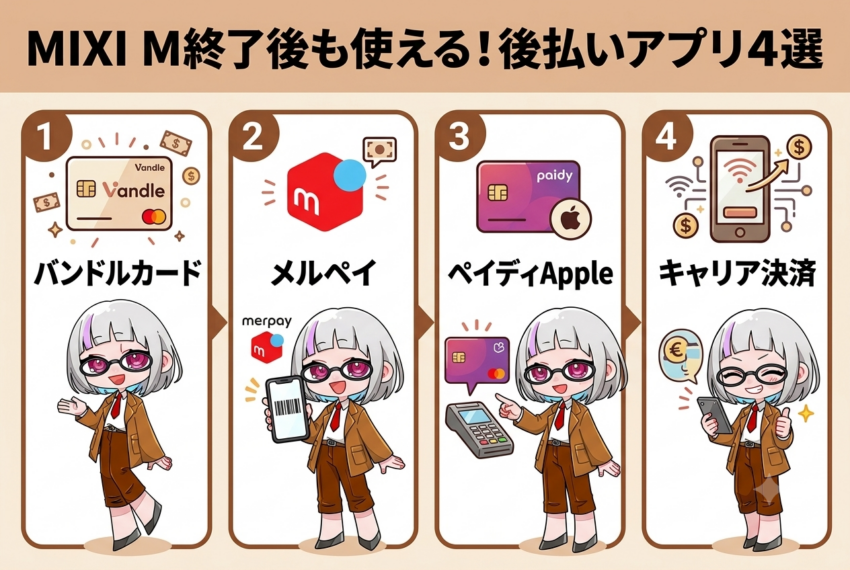 MIXI M終了後も使える後払いアプリ