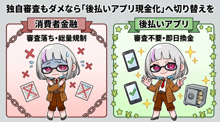 独自の審査もダメなら後払いアプリ現金化