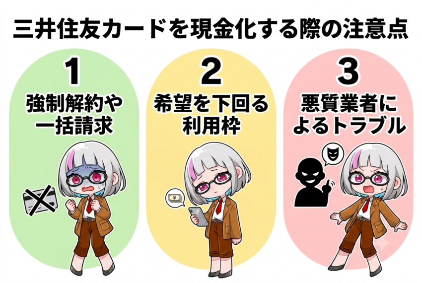 三井住友カードを現金化する際の注意点