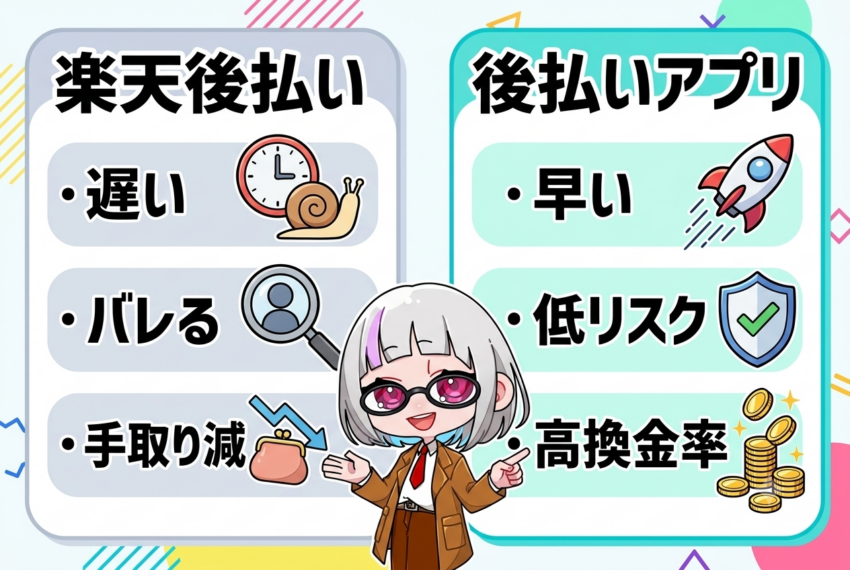 楽天後払いと現金化向きの後払いアプリ比較