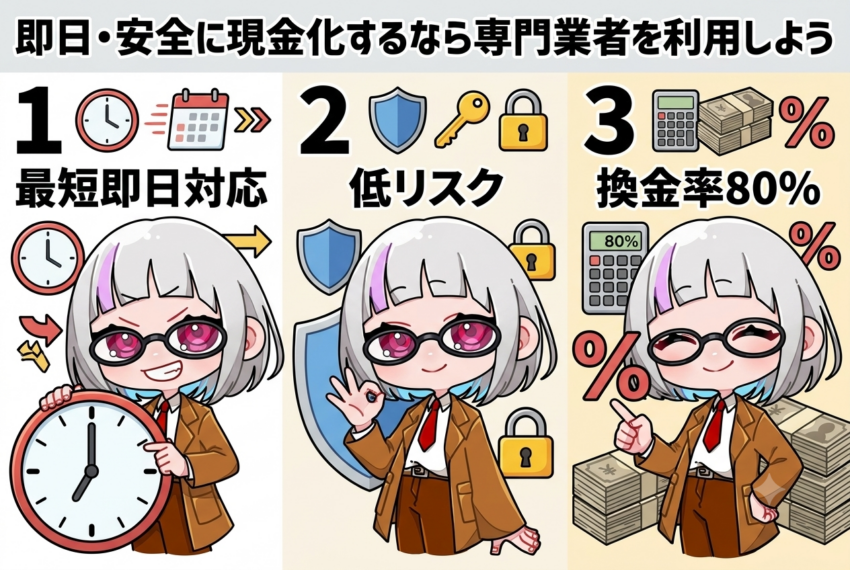 即日・安全に現金化するなら専門業者