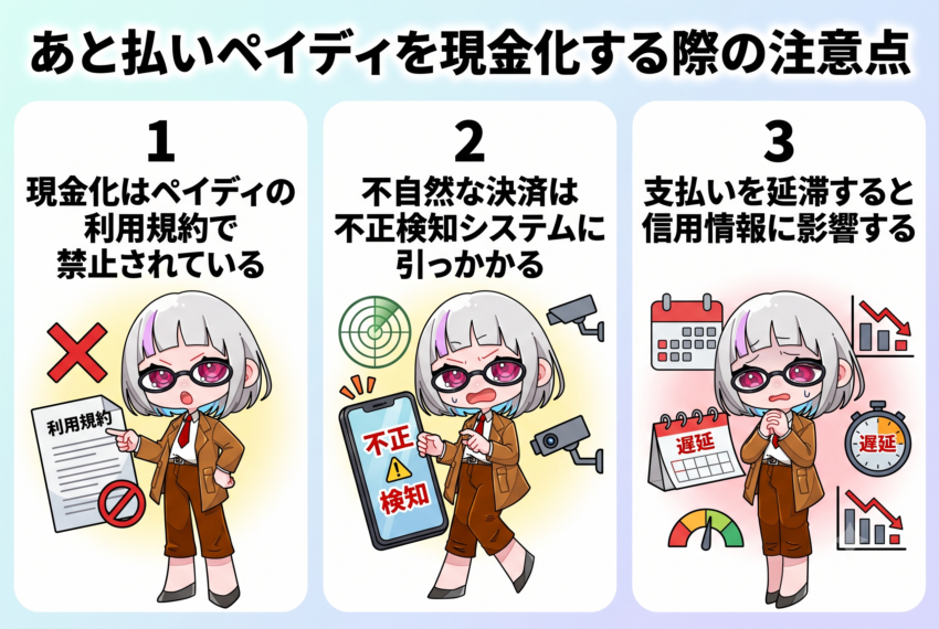 あと払いペイディを現金化する際の注意点