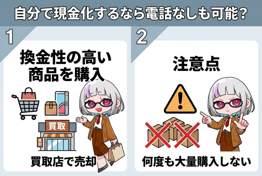電話なしで自分で現金化する方法