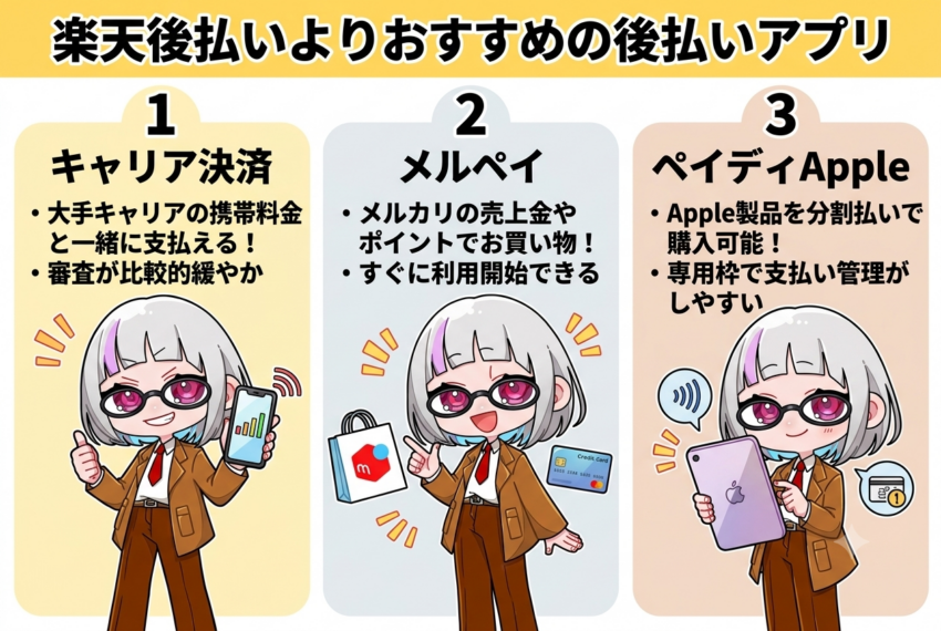 楽天後払いよりおすすめ後払いアプリ3選