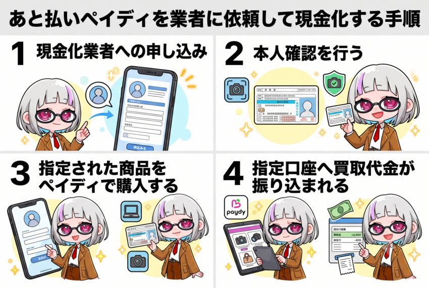 あと払いペイディを業者に依頼して現金化する手順