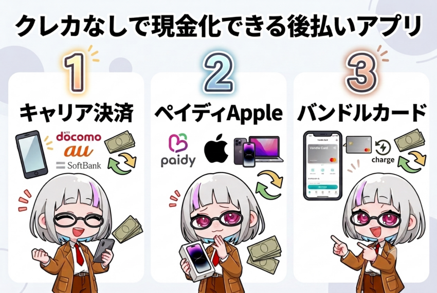 今すぐ現金化できる後払いアプリ